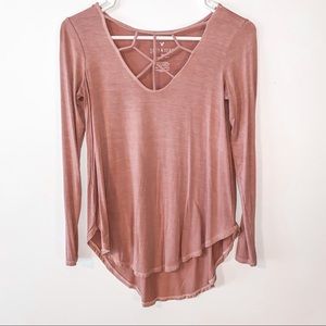 American Eagle Cross Neck Long Sleeve Tee Size XS
